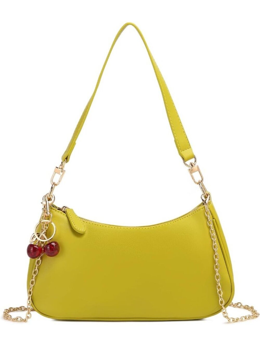 👜Women's Lime Leather Minimalist Crossbody Bag Underarm Shoulder Bag With Charm